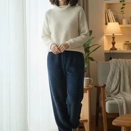 Uttam Women Ribbed Mid-Rise Lining Winter Lounge Pant-picture-15