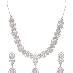 TRINK Rhodium-Plated American Diamond Studded Jewellery Set image 2