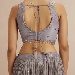 Twamev Embroidered Sequinned Art Silk Ready To Wear Lehenga With Blouse & Dupatta image 5