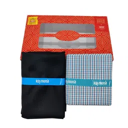 raymond Trouser Shirt Fabric Combo Box (CheckShirt- Black Pant, Unstitched, All Weather Fabric) image 2