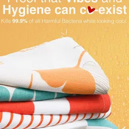 The Bath Community White & Blue 5 Pieces Printed Bamboo 200 GSM Bath Towels image 3