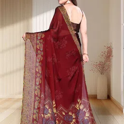 MAGNEITTA Floral Printed Pure Chiffon Saree image 2