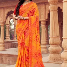 Panzora Abstract Printed Saree With Unstitched Blouse Piece-image-4