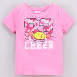 Simply Half Sleeves T-Shirts Text Print - Pink-picture-4