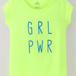 Ollypop Cotton Sinker Half Sleeves Top GRL PWR Print - Green-picture-22