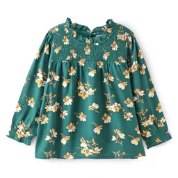 Babyhug Rayon Knit Full Sleeves Top with Floral Print - Green-picture-10