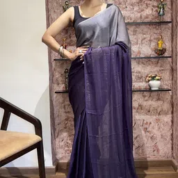 DIVASTRI Striped Pure Chiffon Ready to Wear Saree-image-92