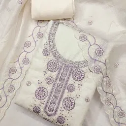 Nayanthara Trends Embroidered Unstitched Dress Material image 4