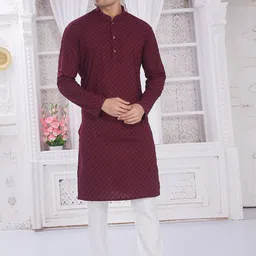 DIVISIVE Men Embroidered Thread Work Kurta-image-23