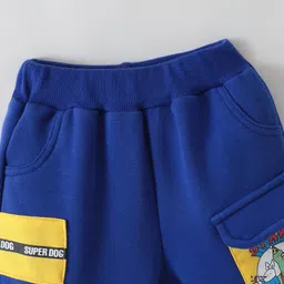 Kookie Kids Full Length Lounge Pants With Pockets & Animal Patch - Blue image 3