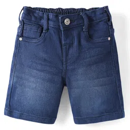 Babyhug Cotton Woven Half Sleeves Checks Shirt & Denim Shorts Set - Blue image 4