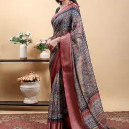 DAATAR Floral Printed Woven Design Saree image 3