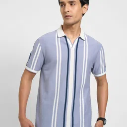 Peregrine by Pantaloons Men Striped Polo Collar Pockets Slim Fit T-shirt-picture-34