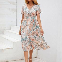 Stylecast X Slyck Women Floral Print Smocked Detail Fit & Flare Midi Dress-picture-46