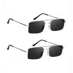 SPADEACES Unisex Black Lens & Silver-Toned Aviator Sunglasses with-picture-30