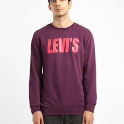 levi's Men's Solid Purple Crew Neck Sweatshirt image 2