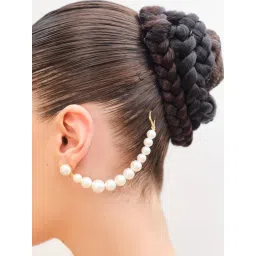 BINNI Ira Pearl Brass Earrings with chain image 1