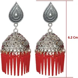 Weariton Women Red Jhumkas Earrings image 3