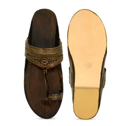 STEPSOFT Men Ethnic Leather Kolhapuri Comfort Sandals image 4