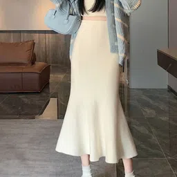 StyleCast Women Solid Casual Flared Midi A-Line Skirt image 5