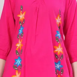 OH MI DIOS Self Designed V-Neck Pure Cotton Tunic With Trousers image 4
