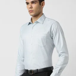 Van Heusen Men Grid Tattersall Checked Slim Fit Cotton Formal Shirt image 3