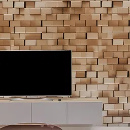 SEKHMET Brown & Off White Brick Printed Wall Sticker image 3