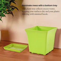 Kuber Industries 4-Pcs Red & Green Premium Flower Pots for Garden withBottomPlates image 3