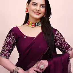 K 5 Fashion Embroidered Pure Chiffon Saree image 5