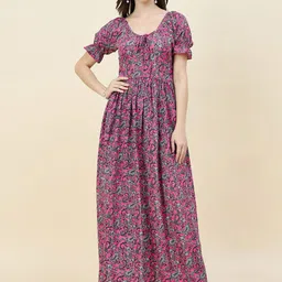 aayu Women XS Paisley Printed Puff Sleeve Crepe Maxi Dress-image-85