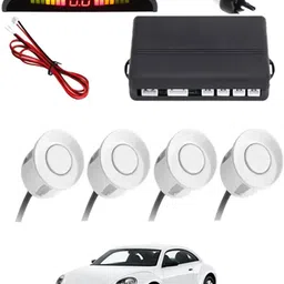 msnp White Waterproof Parking Sesnor With Led Display For Vehicle-34 Universal White 4pcs Reverse Parking Safety Sensor For Car-34 Parking Sensor image 1