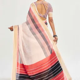 TIRA Striped Linen Blend Handloom Uppada Saree image 3