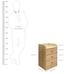 Kawachi White Wooden 3 Drawer Bedside Table image 2