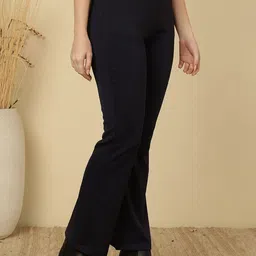 FFU Women Ribbed Relaxed Bootcut Mid-Rise Trouser image 3