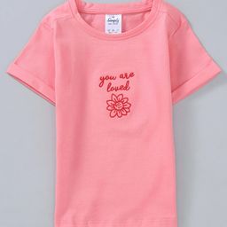 Simply Half Sleeves Tee Flower Print - Light Pink-picture-17