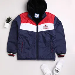 TOONYPORT Full Sleeves Color Blocked Hooded Jacket - Blue-picture-13