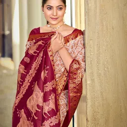 Munir Ethnic Motifs Printed Zari Pure Cotton Saree image 5