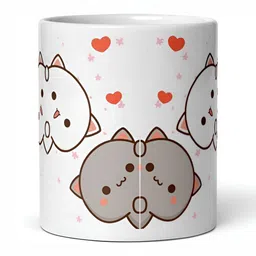 Mr UVD White & Grey Graphic Printed Ceramic Glossy Mug - 350 ml image 2