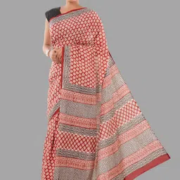 HANDICRAFT PALACE Ethnic Motifs Pure Cotton Block Print Saree image 4