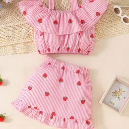 INCLUD Girls Striped Top with Skirt image 2