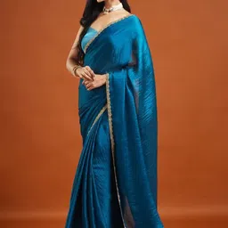 LOROFY Embroidered Border Beads and Stones Saree image 5