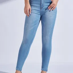 Miss Chase Women Skinny Fit High-Rise Mildly Distressed Light Fade Stretchable Jeans-picture-27