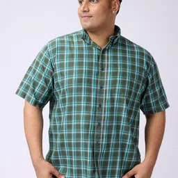 Big Hello - The Plus Life Men Original Fit Checked Spread Collar Cotton Casual Shirt image 4