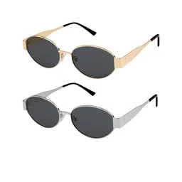 SPADEACES Unisex Aviator Sunglasses with UV Protected LensOG GOLD BLACK &SILVER BLACK OVAL image 4