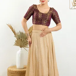 vamas - the designer blouses VAMAS - THE DESIGNER BLOUSESRound Neck Saree Blouse-picture-14