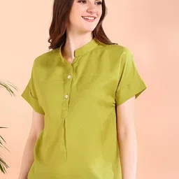 CORSICA Women Mandarin Collar Shirt Style Top-image-91