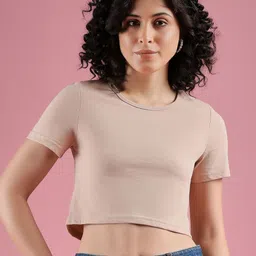 Mayra Women Solid Round Neck Cotton T-shirt-picture-17