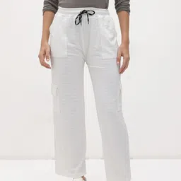 Roadster Women White Cotton Cargos Trousers-image-20
