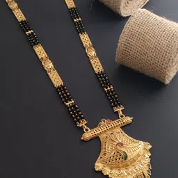 V.K.PAYAL.JEWELLERY Gold-Plated Artificial Beaded Mangalsutra-image-87