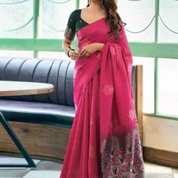 Sitanjali Woven Design Zari Silk Blend Kanjeevaram Saree-picture-24